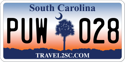 SC license plate PUW028