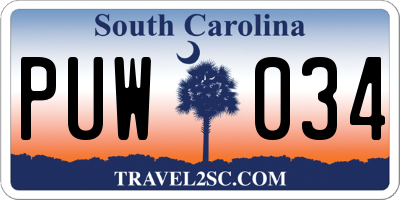 SC license plate PUW034