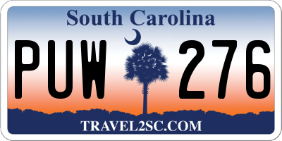 SC license plate PUW276