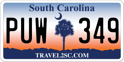 SC license plate PUW349