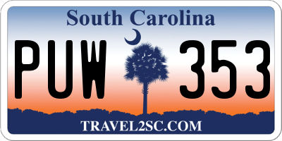 SC license plate PUW353