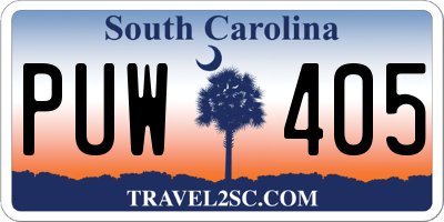 SC license plate PUW405