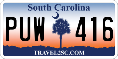 SC license plate PUW416