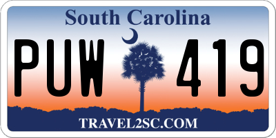 SC license plate PUW419