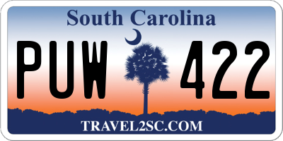 SC license plate PUW422