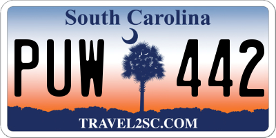 SC license plate PUW442