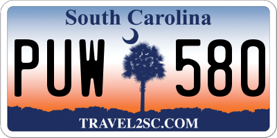 SC license plate PUW580