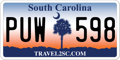 SC license plate PUW598