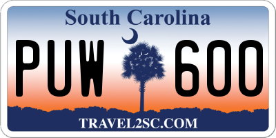 SC license plate PUW600