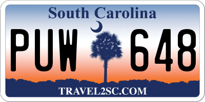 SC license plate PUW648