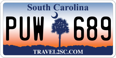 SC license plate PUW689