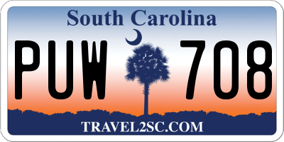 SC license plate PUW708