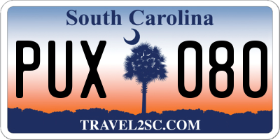 SC license plate PUX080