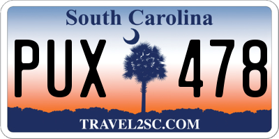 SC license plate PUX478