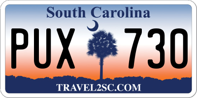 SC license plate PUX730