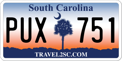 SC license plate PUX751