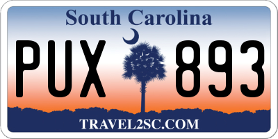 SC license plate PUX893