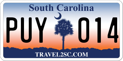 SC license plate PUY014