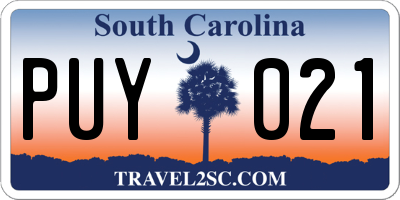 SC license plate PUY021