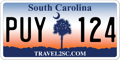SC license plate PUY124