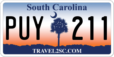 SC license plate PUY211
