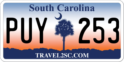 SC license plate PUY253