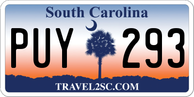 SC license plate PUY293