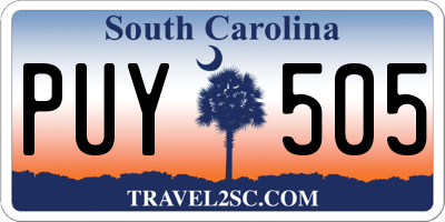 SC license plate PUY505