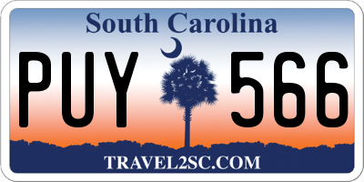 SC license plate PUY566