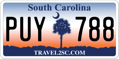 SC license plate PUY788