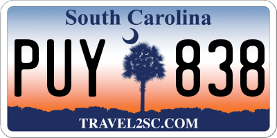 SC license plate PUY838