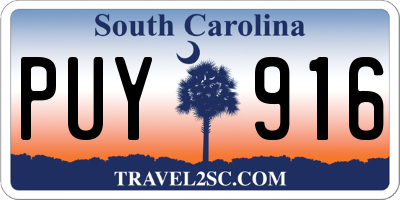 SC license plate PUY916