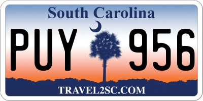 SC license plate PUY956