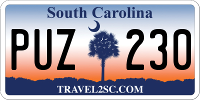 SC license plate PUZ230