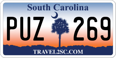SC license plate PUZ269
