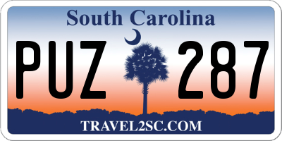 SC license plate PUZ287
