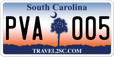 SC license plate PVA005
