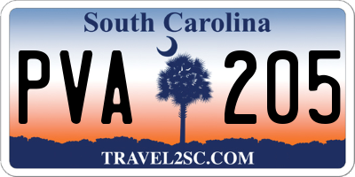 SC license plate PVA205