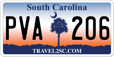 SC license plate PVA206