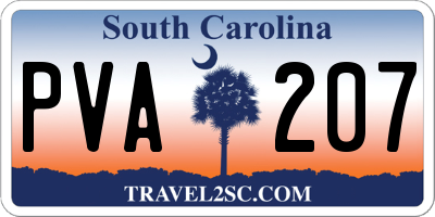 SC license plate PVA207