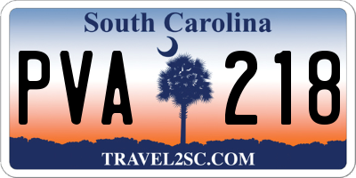 SC license plate PVA218