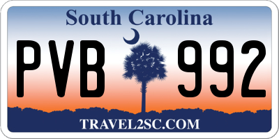 SC license plate PVB992