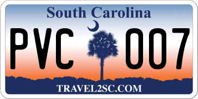 SC license plate PVC007