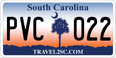 SC license plate PVC022