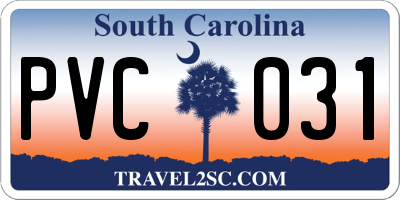 SC license plate PVC031