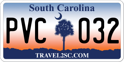 SC license plate PVC032