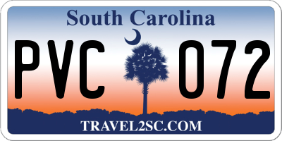 SC license plate PVC072