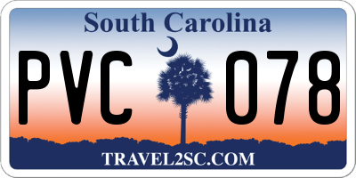 SC license plate PVC078