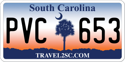 SC license plate PVC653