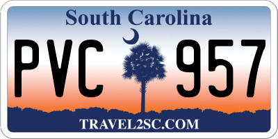 SC license plate PVC957